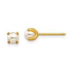 252E Inverness 18k 4mm Prong Simulated Pearl Earrings