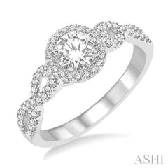 ASHI Round Shape Halo Diamond Engagement Ring 253E3PPFHWG-LE