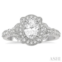 ASHI Oval Shape Semi-Mount Halo Diamond Engagement Ring 253F5PPFVWG-SM