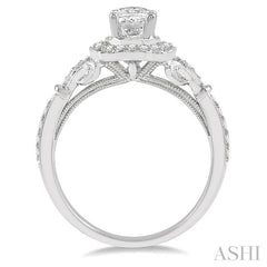 ASHI Oval Shape Semi-Mount Halo Diamond Engagement Ring 253F5PPFVWG-SM