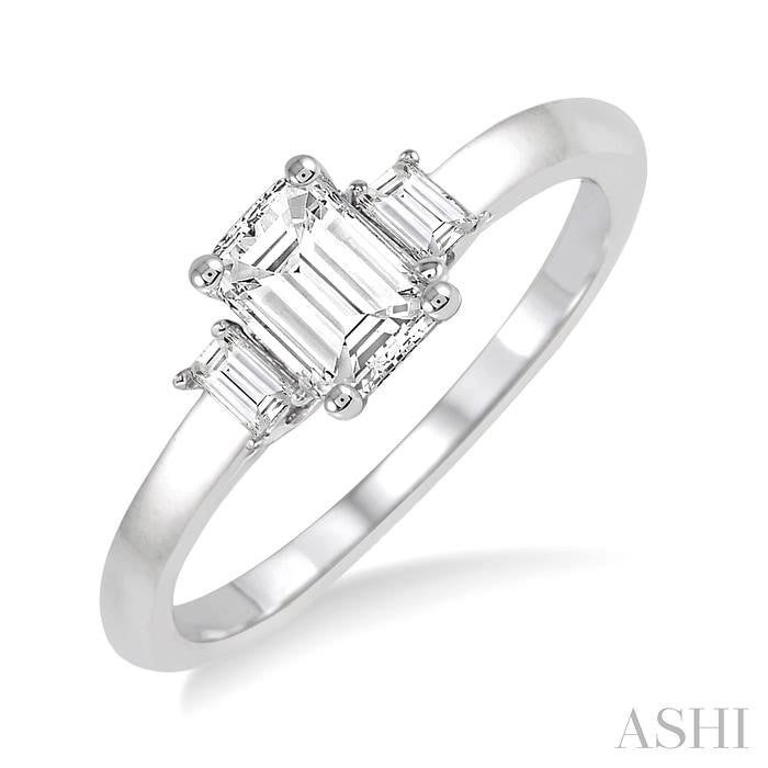 ASHI Emerald Shape Diamond Engagement Ring 253L4PPFGWG-LE