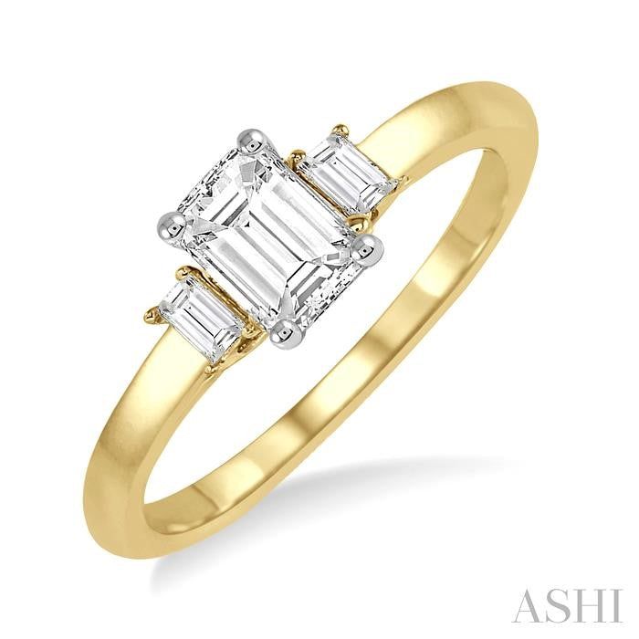 ASHI Emerald Shape Semi-Mount Diamond Engagement Ring 253L9PPFGYW-SM