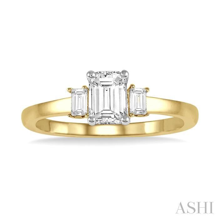 ASHI Emerald Shape Semi-Mount Diamond Engagement Ring 253L9PPFGYW-SM