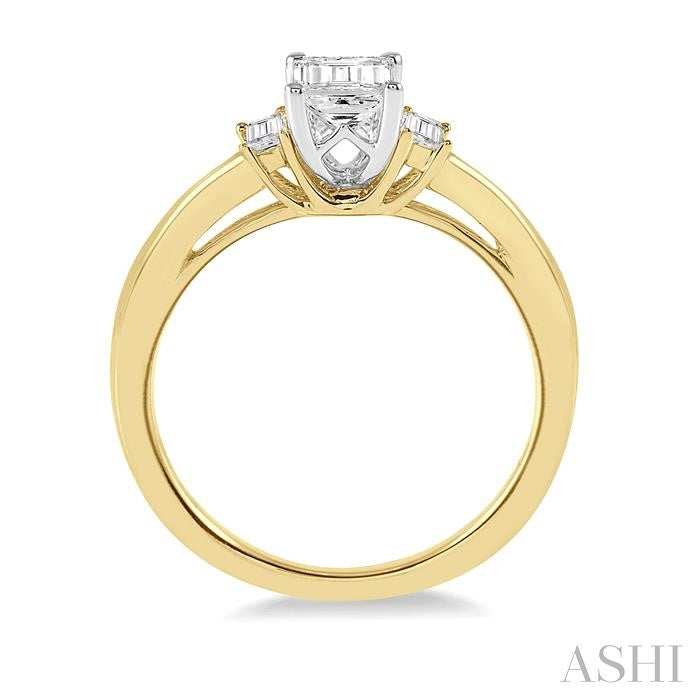 ASHI Emerald Shape Semi-Mount Diamond Engagement Ring 253L9PPFGYW-SM