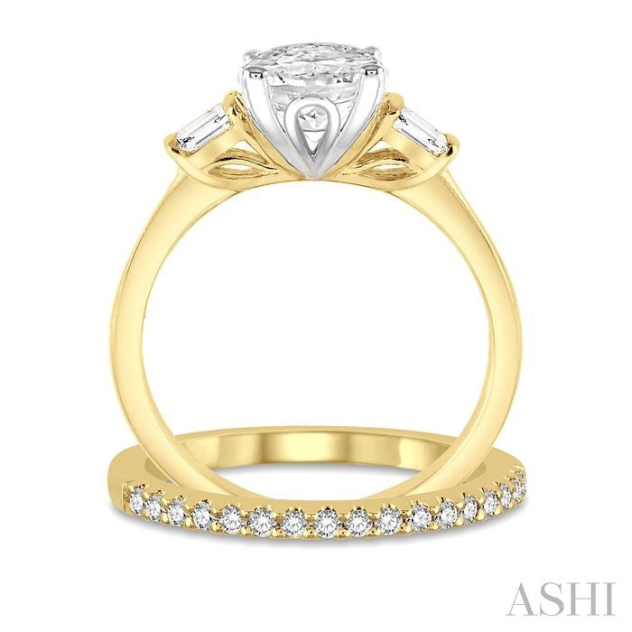 ASHI Oval Shape Diamond Wedding Set 254L2PPFVYW-WS-OV