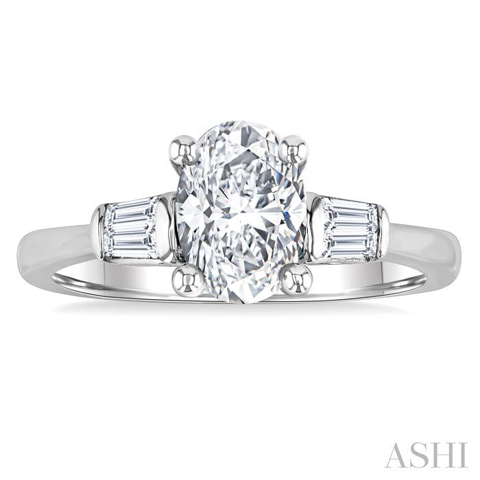 ASHI Oval Shape Semi-Mount Diamond Engagement Ring 254L7PPFVWG-SMOV-1CT