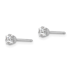 255E Inverness 18k White 3mm Square CZ Earrings