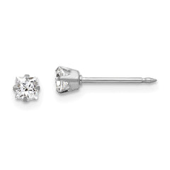 255E Inverness 18k White 3mm Square CZ Earrings