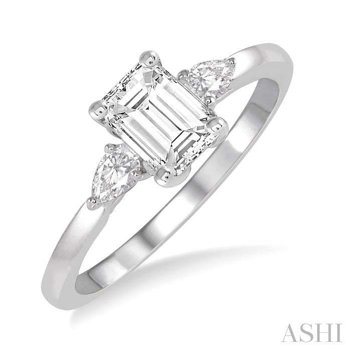 ASHI Emerald Shape Diamond Engagement Ring 255L3PPFGWG-LE-OC