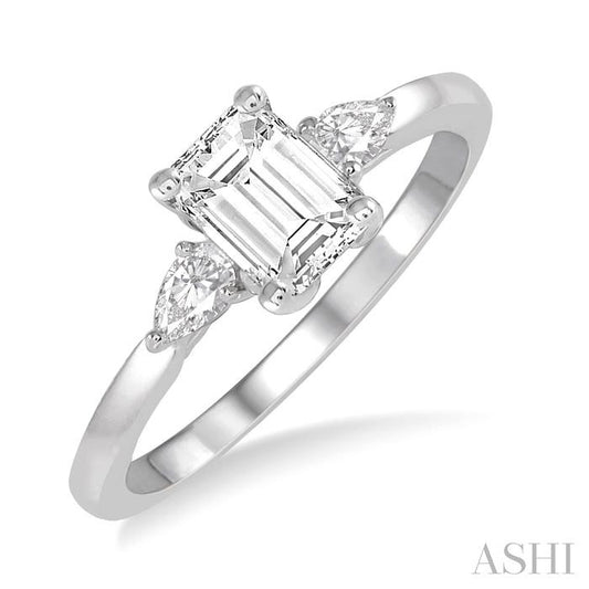 ASHI Emerald Shape Diamond Engagement Ring 255L3PPFGWG-LE-OC