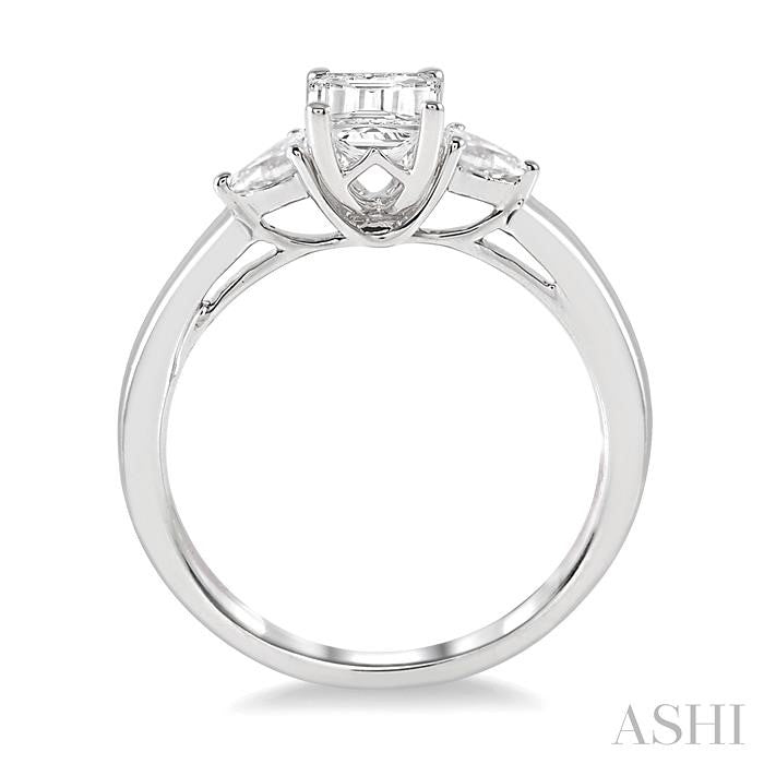 ASHI Emerald Shape Diamond Engagement Ring 255L3PPFGWG-LE-OC