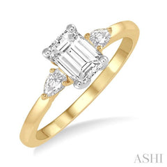 ASHI Emerald Shape Diamond Engagement Ring 255L3PPFGYW-LE-OC