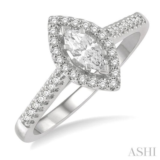 ASHI Marquise Shape Halo Diamond Engagement Ring 255M3PPFGWG-LE