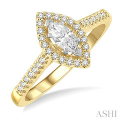 ASHI Marquise Shape Halo Diamond Engagement Ring 255M3PPFGYW-LE