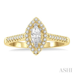 ASHI Marquise Shape Halo Diamond Engagement Ring 255M3PPFGYW-LE