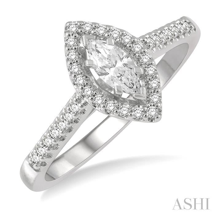 ASHI Marquise Shape Halo Diamond Engagement Ring 255M3PPFHWG-LE