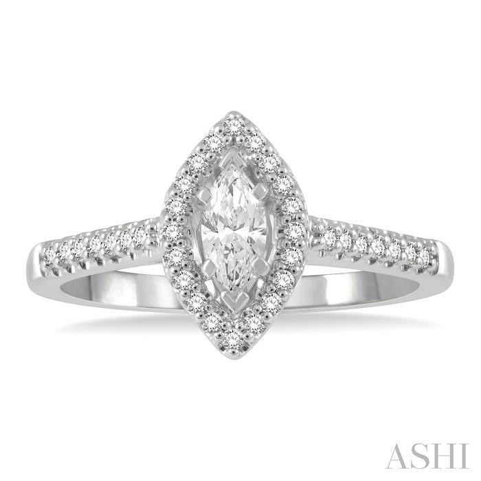 ASHI Marquise Shape Halo Diamond Engagement Ring 255M3PPFHWG-LE