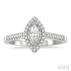 ASHI Marquise Shape Halo Diamond Engagement Ring 255M3PPFHWG-LE