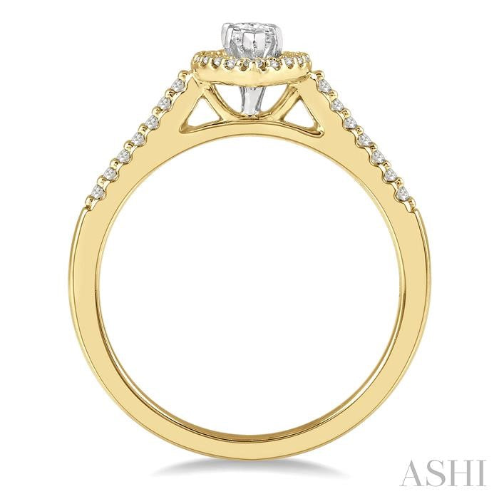 ASHI Marquise Shape Semi-Mount Halo Diamond Engagement Ring 255M7PPFGYW-SM