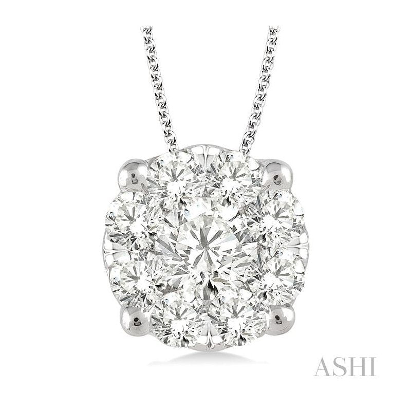 ASHI Round Shape Lovebright Essential Diamond Solitaire Pendant 91750PPFGPDWG-1.50