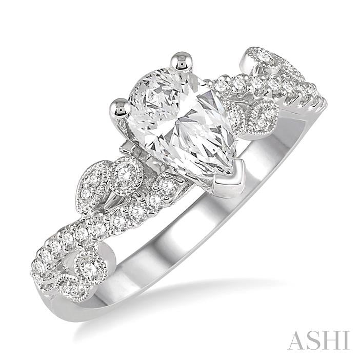 ASHI Pear Shape Semi-Mount Diamond Engagement Ring 256E5PPFVWG-SM