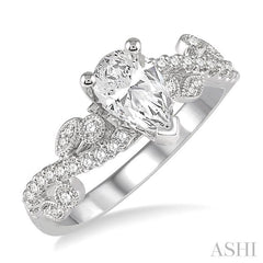 ASHI Pear Shape Semi-Mount Diamond Engagement Ring 256E5PPFVWG-SM