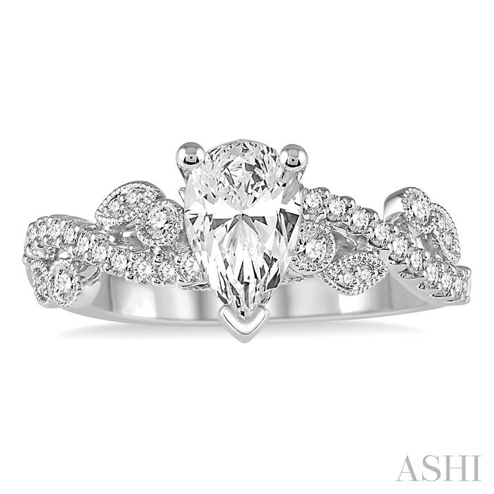 ASHI Pear Shape Semi-Mount Diamond Engagement Ring 256E5PPFVWG-SM
