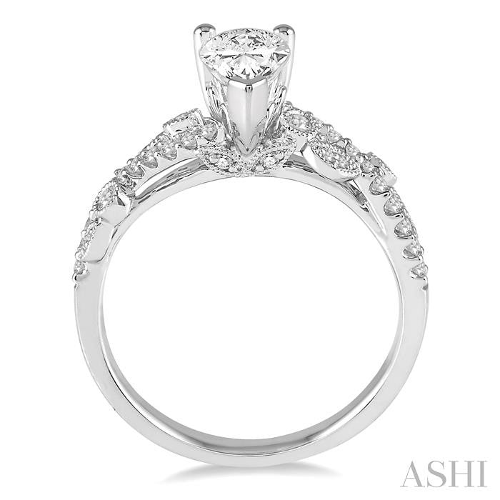 ASHI Pear Shape Semi-Mount Diamond Engagement Ring 256E5PPFVWG-SM