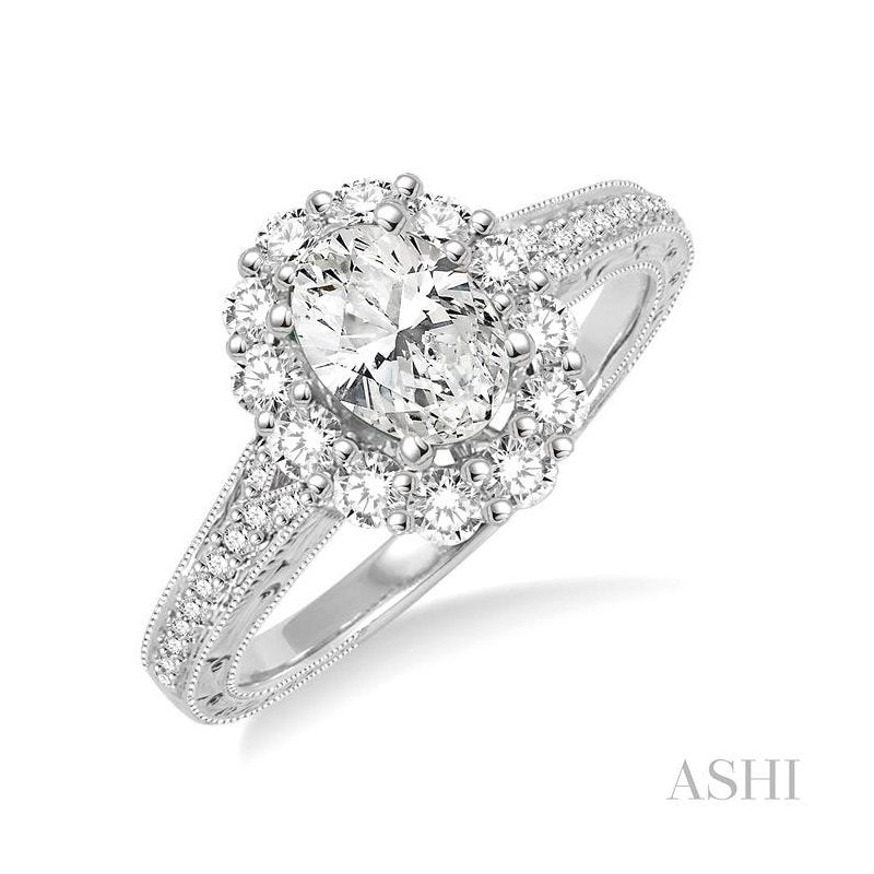 ASHI Oval Shape Halo Diamond Engagement Ring 249C0PPFVWG-LE-1.20