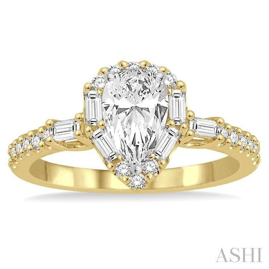 ASHI Pear Shape Halo Diamond Engagement Ring 257C1PPFGYW-LE