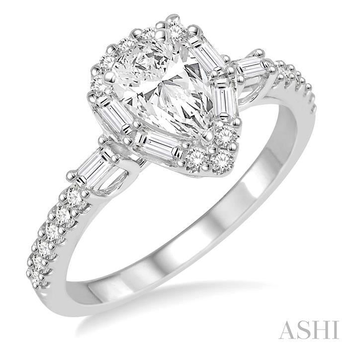 ASHI Pear Shape Halo Diamond Engagement Ring 257C1PPFVWG-LE