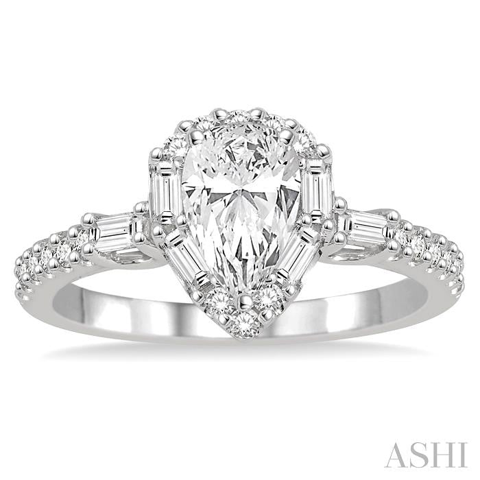 ASHI Pear Shape Halo Diamond Engagement Ring 257C1PPFVWG-LE