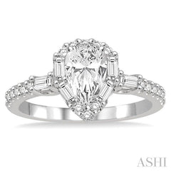 ASHI Pear Shape Halo Diamond Engagement Ring 257C1PPFVWG-LE