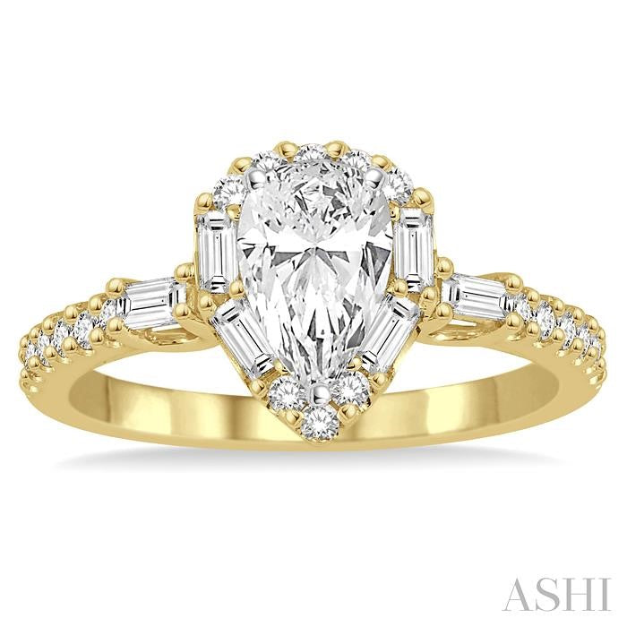 ASHI Pear Shape Semi-Mount Halo Diamond Engagement Ring 257C3PPFGYW-SM