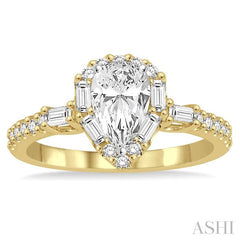 ASHI Pear Shape Semi-Mount Halo Diamond Engagement Ring 257C3PPFGYW-SM