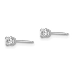 257E Inverness 18k White 3mm CZ Earrings