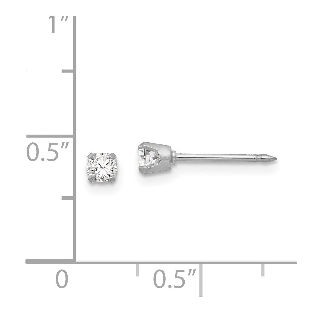 257E Inverness 18k White 3mm CZ Earrings