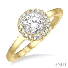ASHI Round Shape Halo Diamond Engagement Ring 257L5PPFHYW-LE