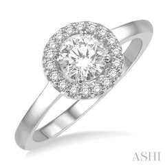 ASHI Round Shape Semi-Mount Halo Diamond Engagement Ring 257L9PPFHWG-SM