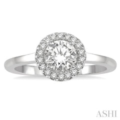 ASHI Round Shape Semi-Mount Halo Diamond Engagement Ring 257L9PPFHWG-SM
