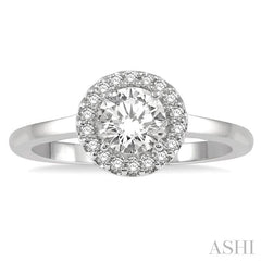 ASHI Round Shape Semi-Mount Halo Diamond Engagement Ring 257L9PPFHWG-SM