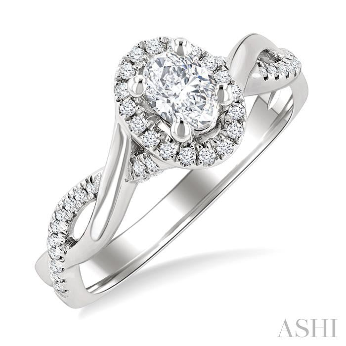 ASHI Oval Shape Halo Diamond Engagement Ring 257M3PPFGWG-LE-OV