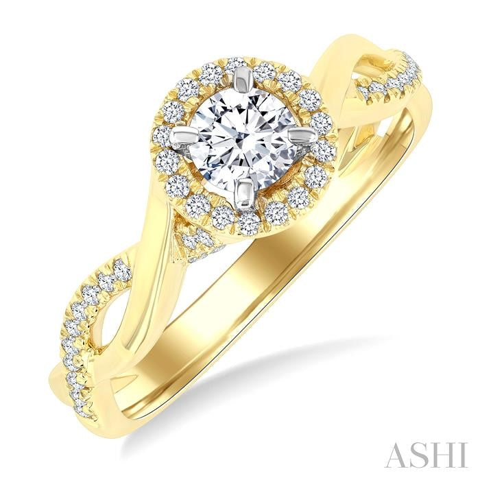 ASHI Round Shape Halo Diamond Engagement Ring 257M3PPFGYW-LE-RD