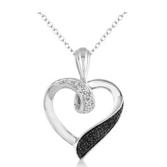 Parkplace Jewelers Silver Heart Shape Black Diamond Fashion Pendant 87218PPSSSLPD