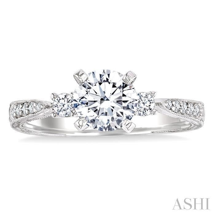 ASHI Round Shape Past Present & Future Diamond Engagement Ring 25883PPFGWG-LE-0.60