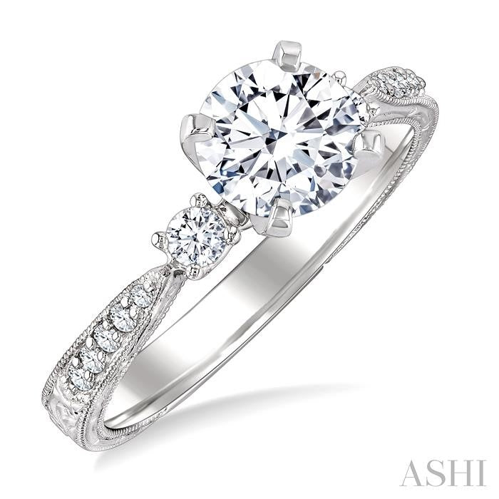 ASHI Round Shape Past Present & Future Semi-Mount Diamond Engagement Ring 25887PPFGWG-SM-0.20