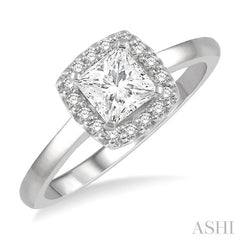 ASHI Princess Shape Semi-Mount Halo Diamond Engagement Ring 258L9PPFHWG-SM