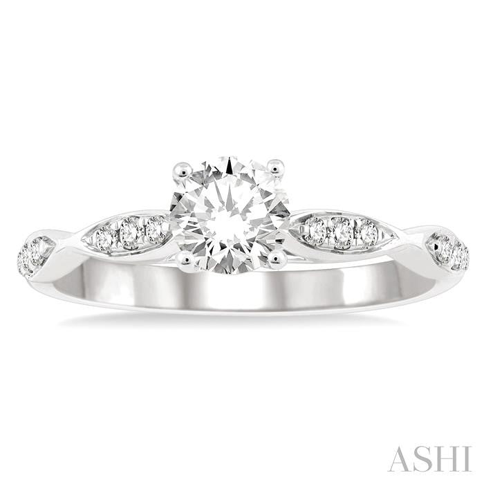 ASHI Round Shape Semi-Mount Diamond Engagement Ring 258M8PPFGWG-SM-RD