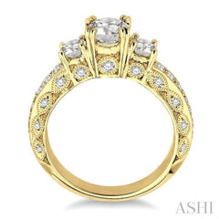 ASHI Round Shape Past Present & Future Semi-Mount Diamond Engagement Ring 25900PPFRYG-SM-1.15