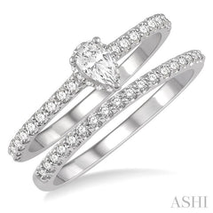 ASHI Pear Shape Diamond Wedding Set 259J2PPFHWG-WS-PR